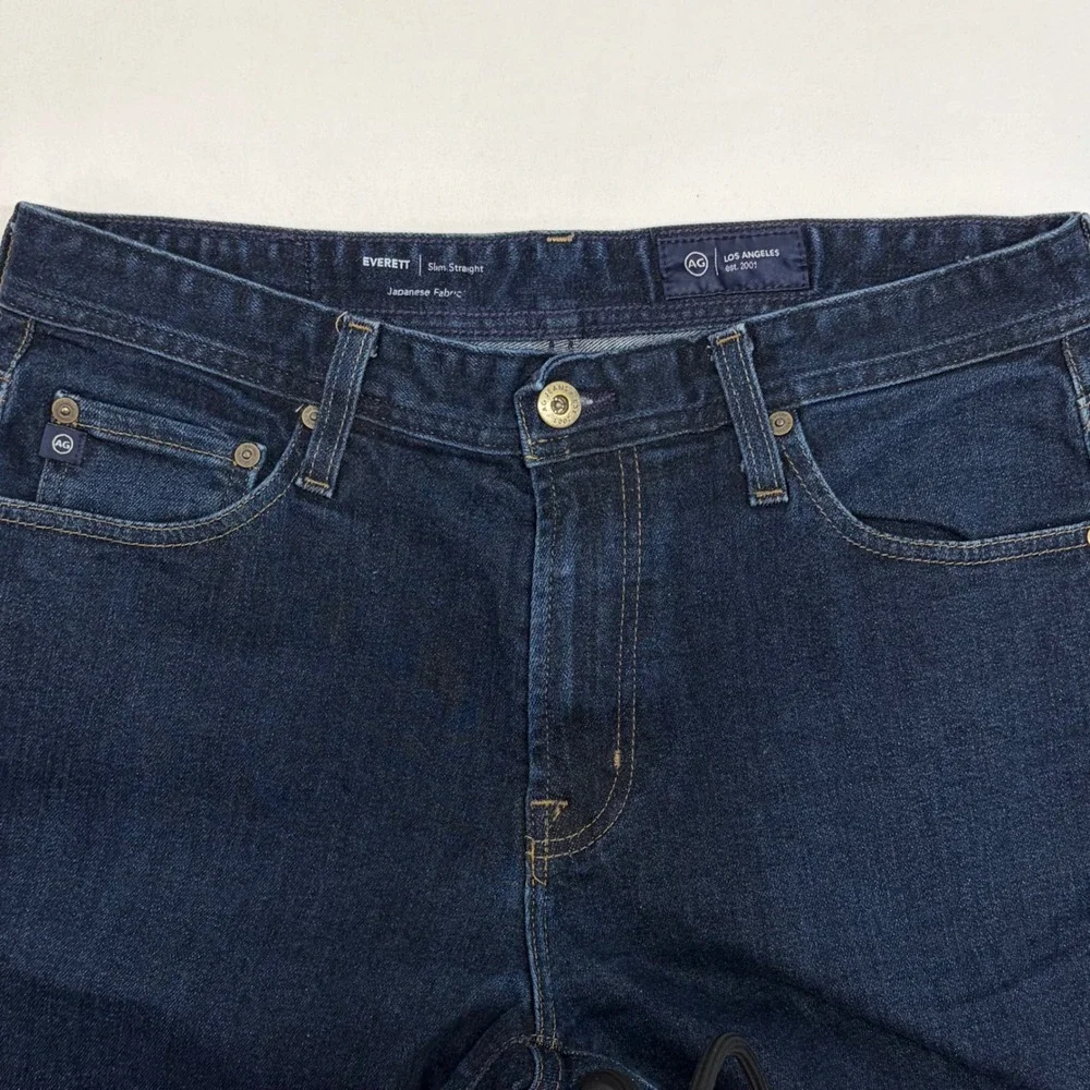 AG Adriano Goldschmied Everett Slim Straight Mens 32 Dark Wash Japanese Denim